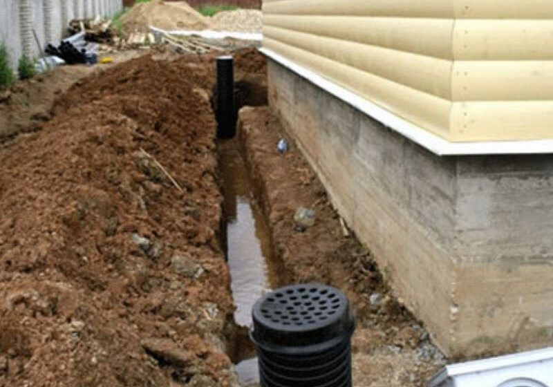 newly installed water drainage